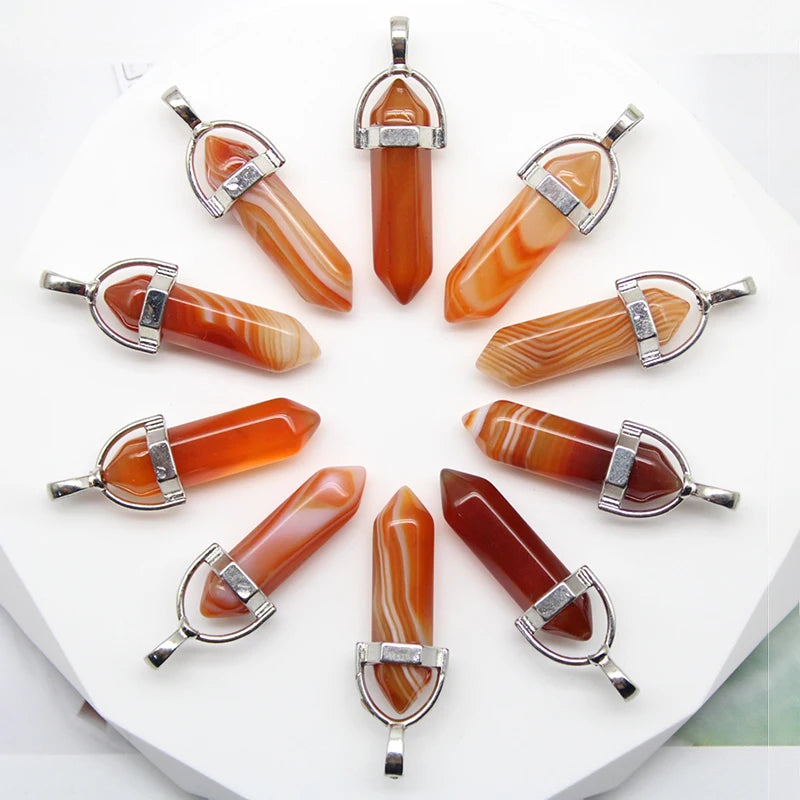 24pcs Natural Stone Agates Quartz Crystal Pendants