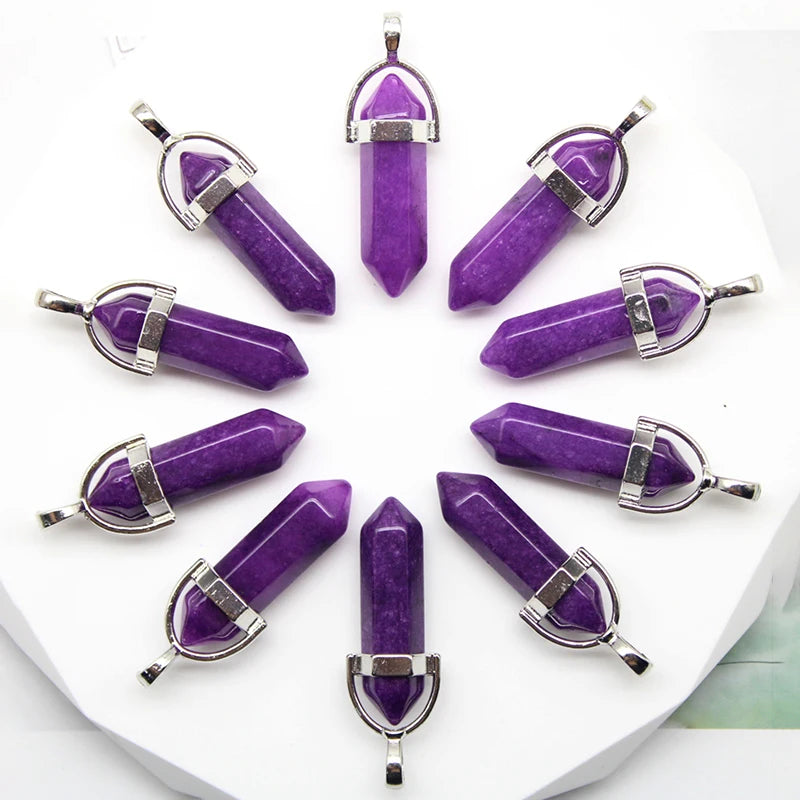 24pcs Natural Stone Agates Quartz Crystal Pendants