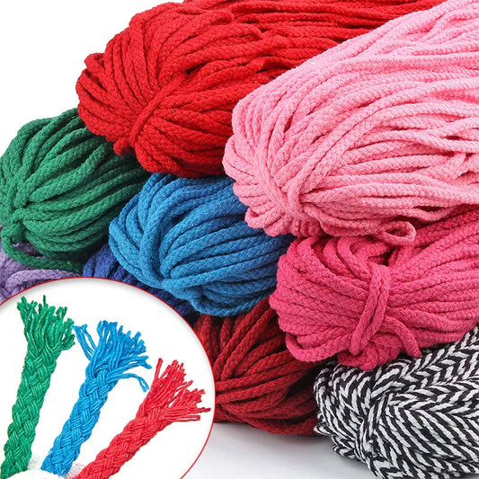 10/5Meters-5mm Colored Cotton Twisted Rope DIY Craft