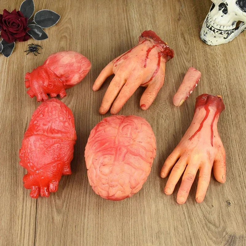 Halloween Body=Parts Scary Plastic Brain Organs Severed Hands Feet