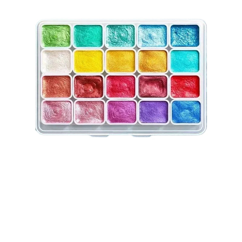 20 Colors Metal Watercolor Painting Set, With Shiny Pearls