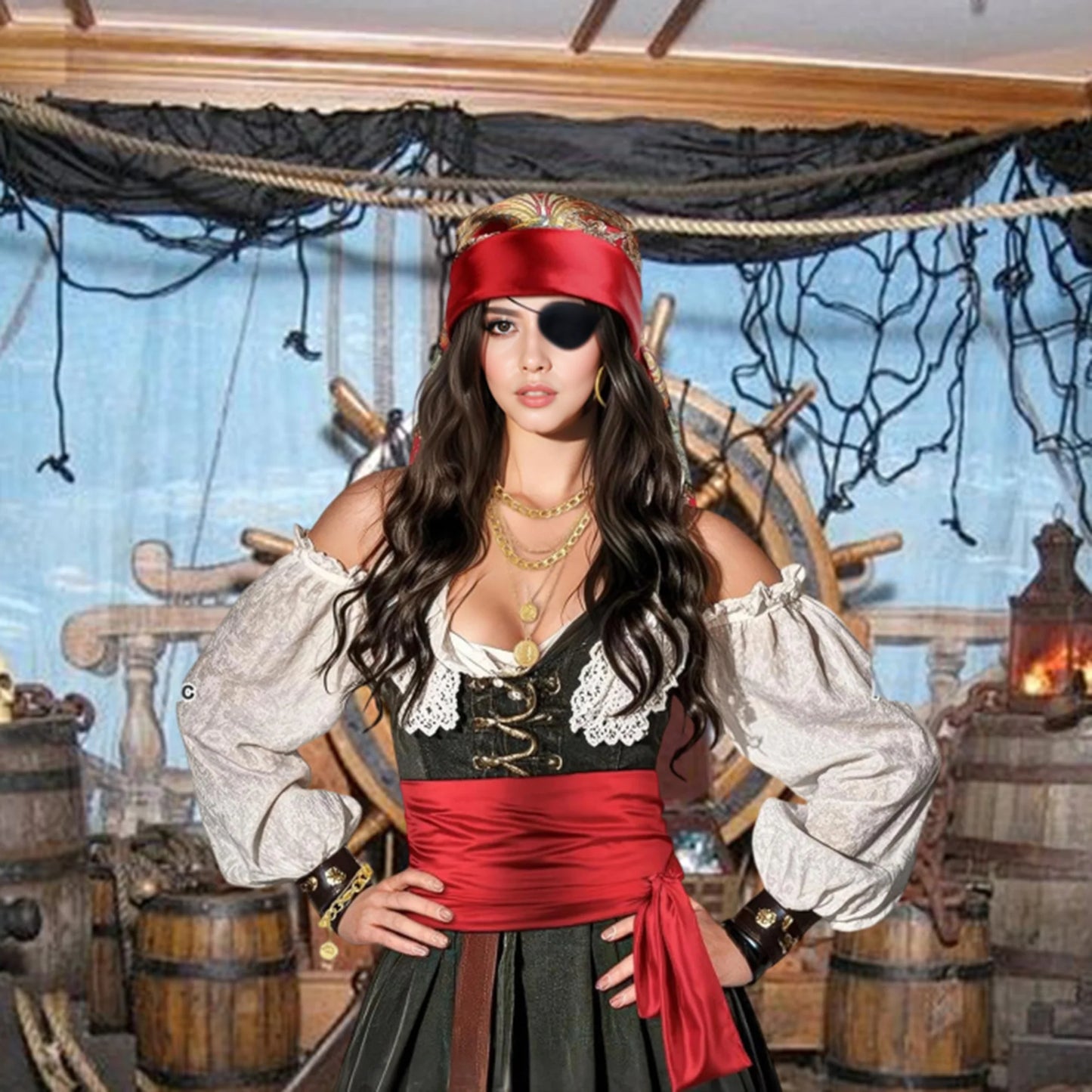 Pirate Costume Accessories Set for Adults/Complete 6 Piece