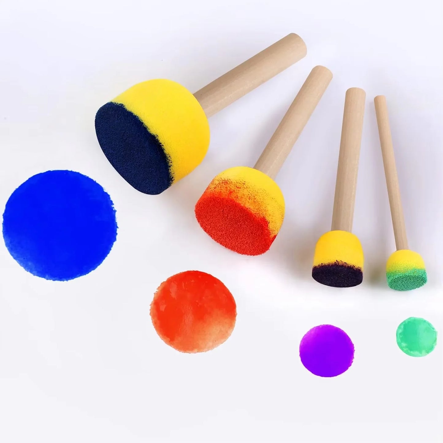 30Pcs Round Sponge Brushes for Painting (4 Sizes), Paint Sponges