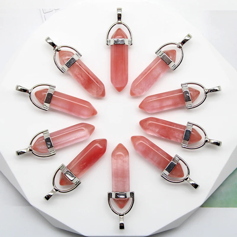 24pcs Natural Stone Agates Quartz Crystal Pendants