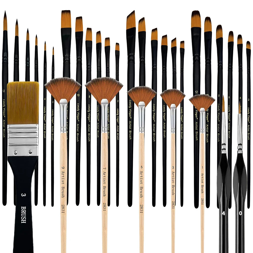 32pcs Paint Brush Set, Artist Series, Nylon Bristles