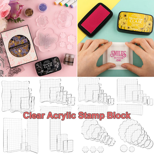 3-9pcs/set Clear Acrylic Stamp Blocks Kit With Grid Lines