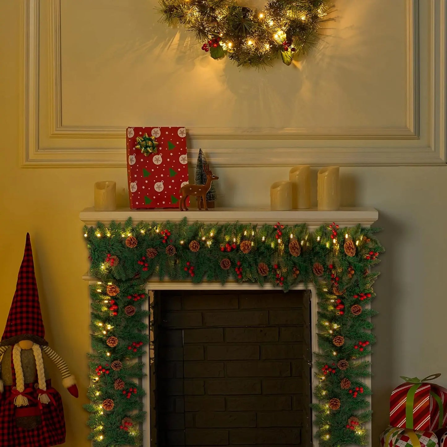 JOYFY 9Ft Artificial Christmas Garland LED Lights 27