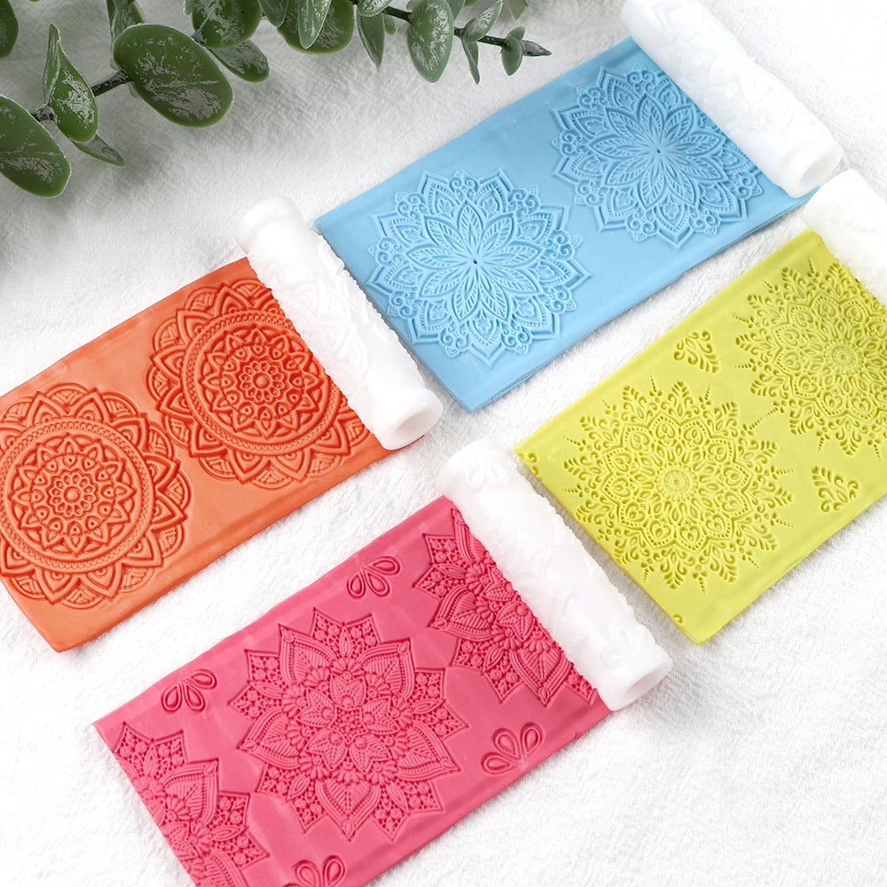 4pcs/pack Polymer Clay Texture Roller Mandala Pattern