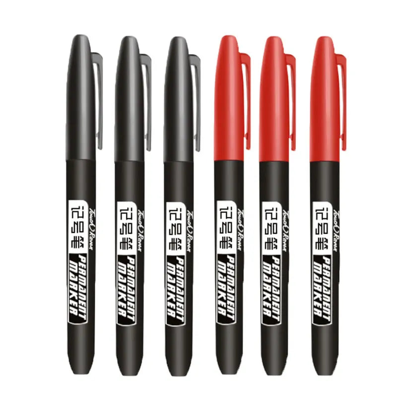 6 PCS Permanent Marker Pen Manga Drawing Markers Black-Blue-Red