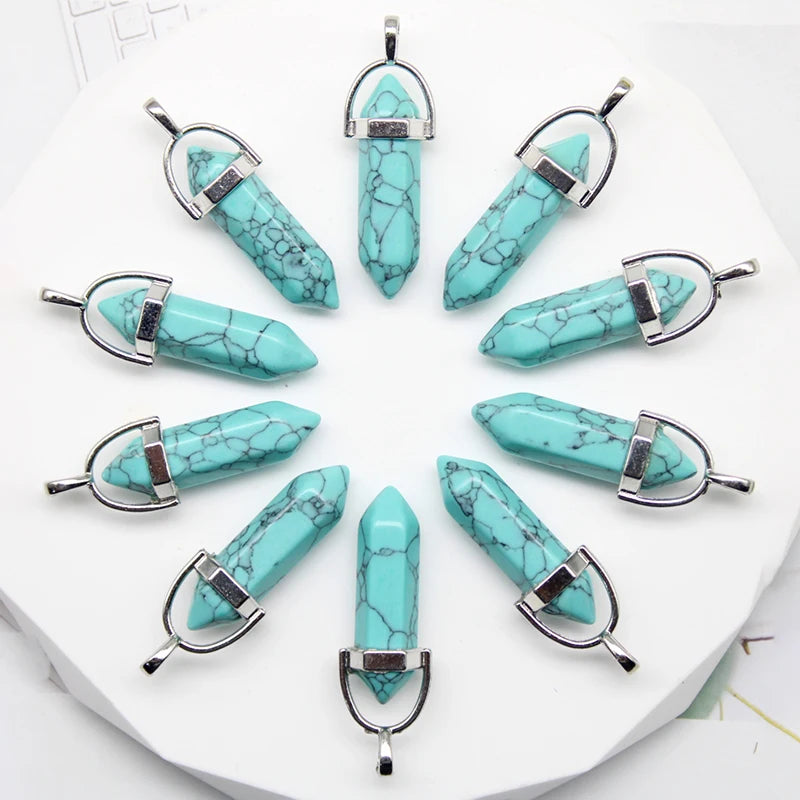 24pcs Natural Stone Agates Quartz Crystal Pendants