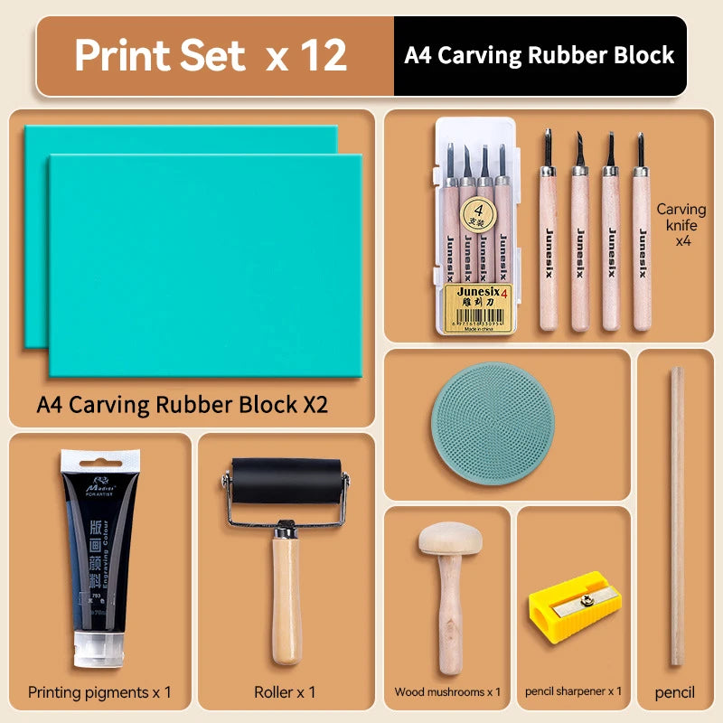 3mm Soft-Carving Rubber Block Printmaking Stamp Blocks  A3/A4/A5