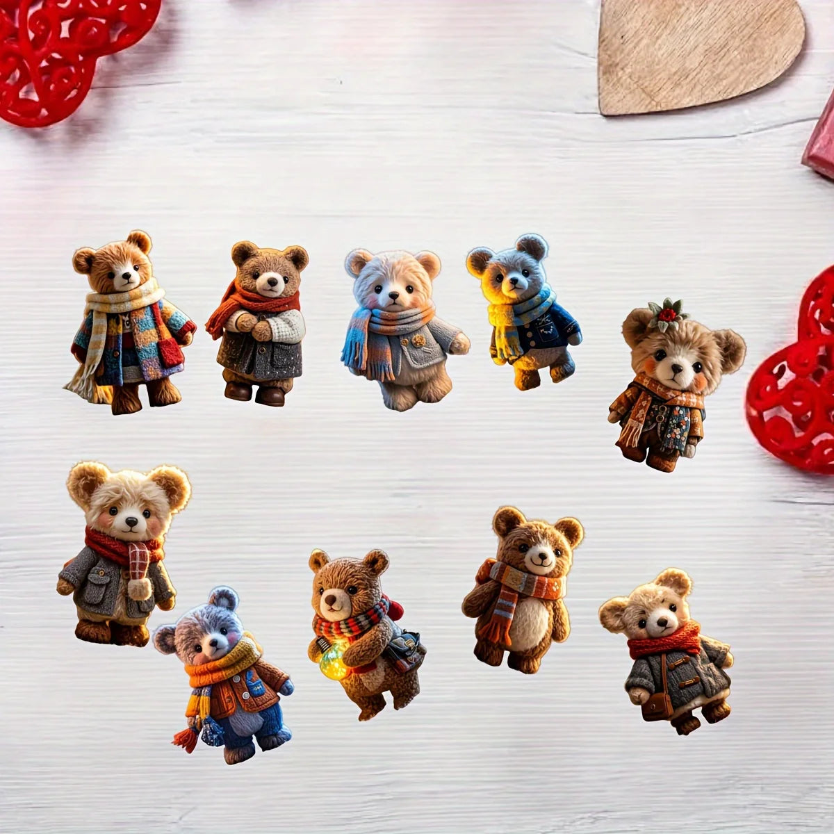 10Pcs Christmas Wooden Bear Pendant Tree Decoration