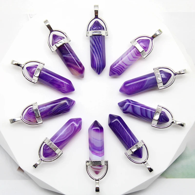 24pcs Natural Stone Agates Quartz Crystal Pendants