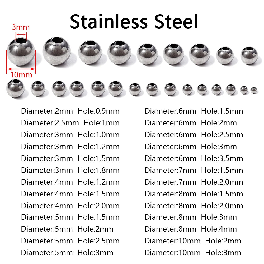 2-10mm High Quality Stainless Steel Beads -Jewelry Making