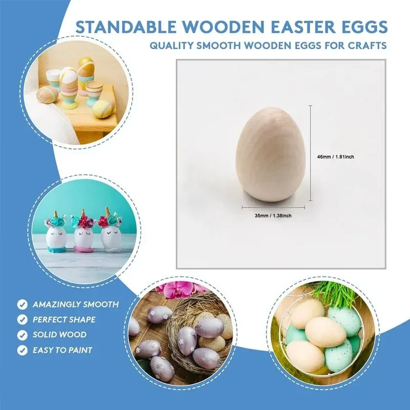 10pcs/lot Unfinished Wooden Eggs, Smooth Solid Wood