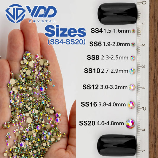 VDD SS4-SS20 Mix Size Clear Crystal FlatBack Rhinestones
