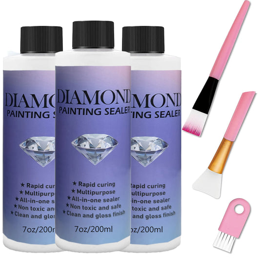 60ML/120ML/200ML Diamond Painting Sealer with 3 Pcs Brushes