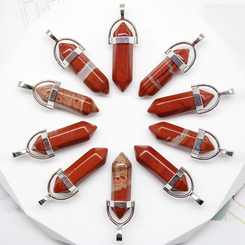 24pcs Natural Stone Agates Quartz Crystal Pendants