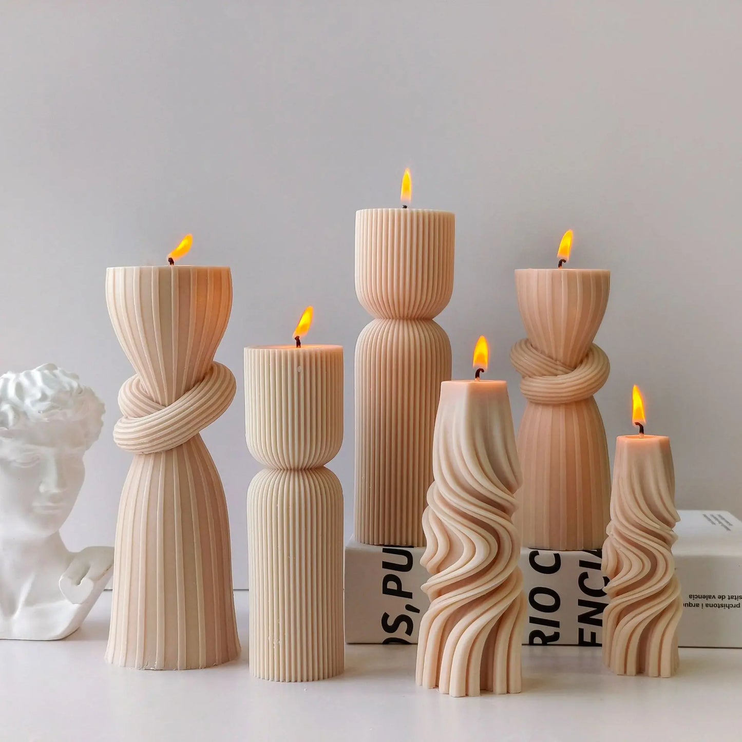 Striped Cylinder Aroma Candle Silicone Molds