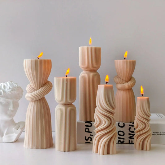 Striped Cylinder Aroma Candle Silicone Molds