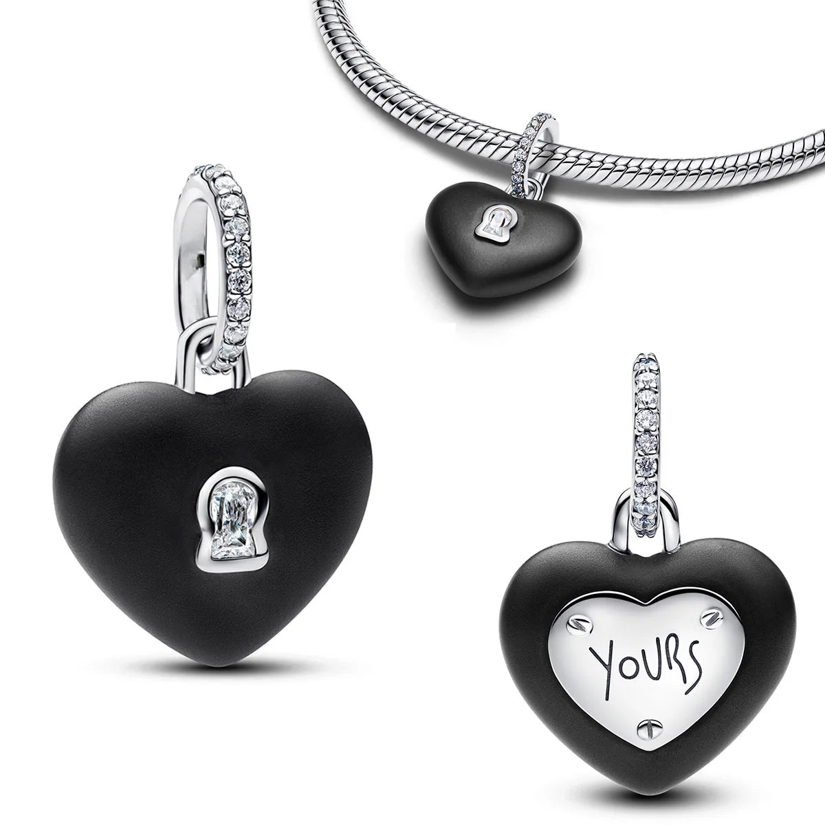 925 Silver Angel Wing Pink Gem Key Charm Pendant