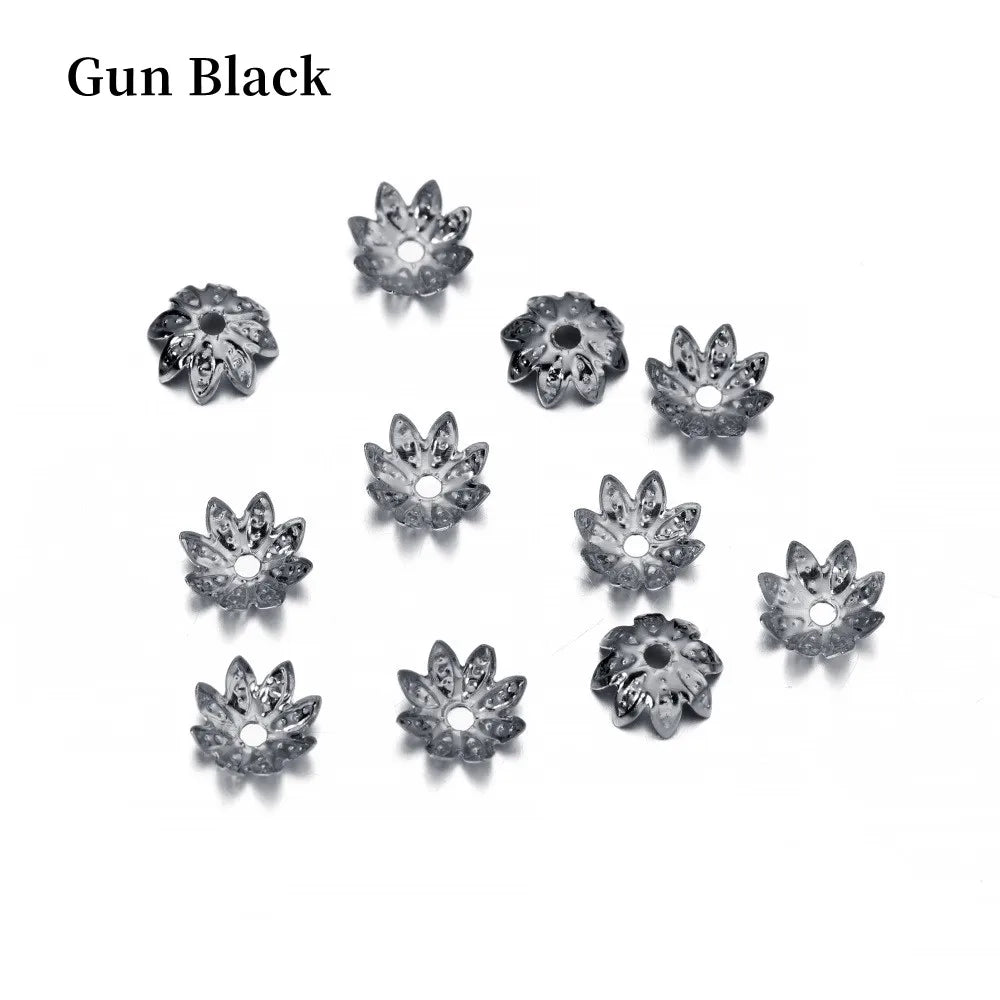 100pcs/Lot 8-10mm  Lotus Flower Metal Spacer Bead Caps