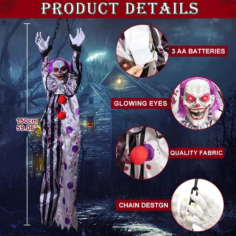 Halloween Animatronics Hanging Clown Nurse Voice=Control Electric