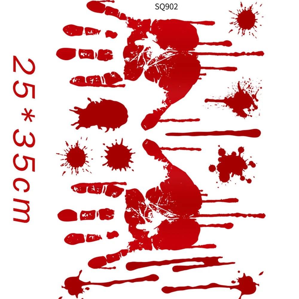 Halloween Stickers Horror Blood Hand Print Door Stickers