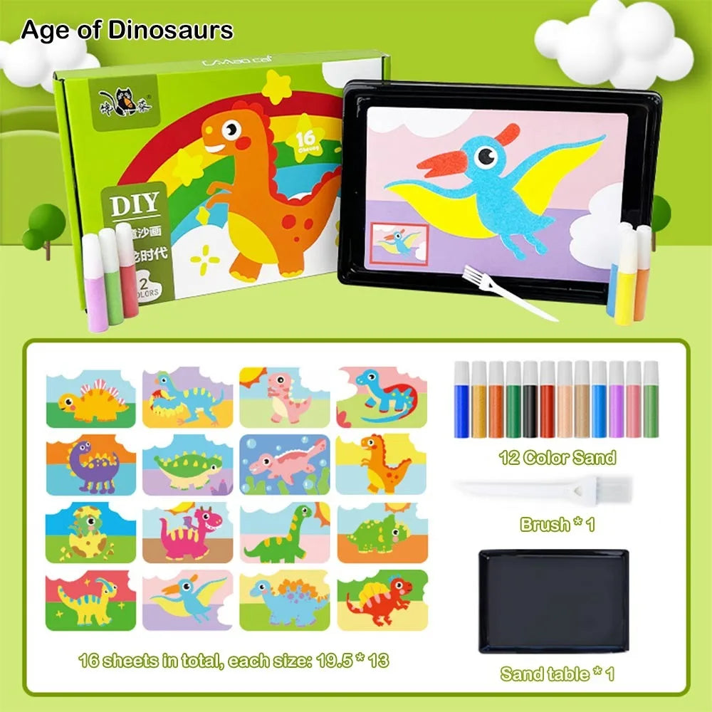 New DIY Sand Drawing Set Art Pictures Handicrafts Learning Sand Art Pictures Children Education Children Coloring Toy