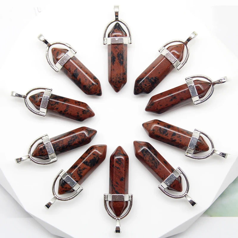 24pcs Natural Stone Agates Quartz Crystal Pendants