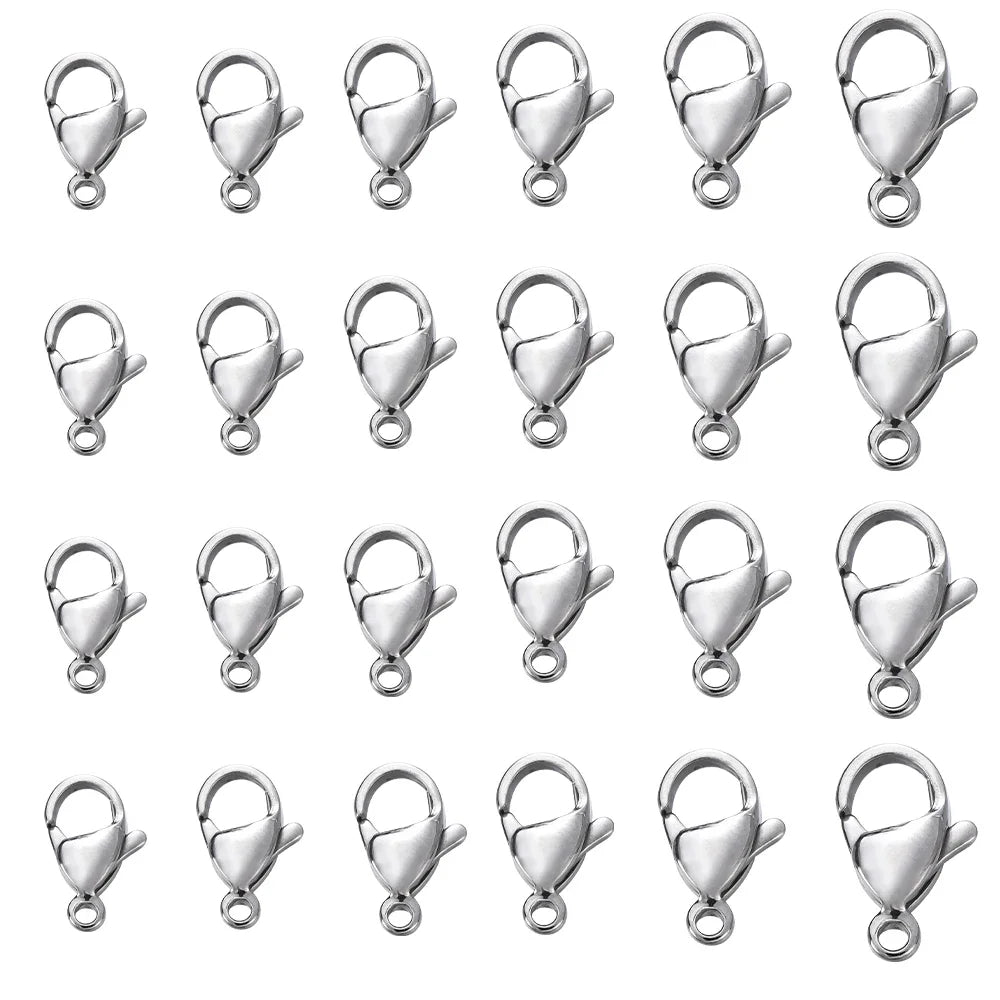 100pcs 9-15mm Stainless Steel Lobster Clasp Hook