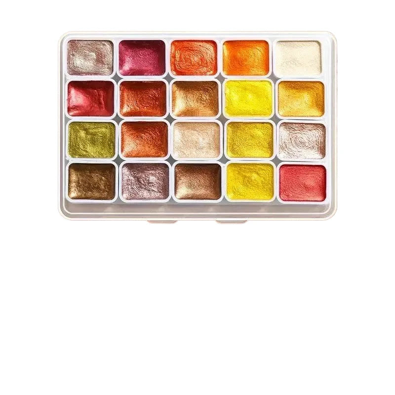 20 Colors Metal Watercolor Painting Set, With Shiny Pearls