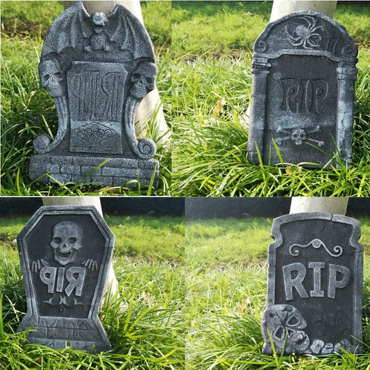 4pcs Halloween Foam RIP Graveyard Tombstone Decor Skeleton Tomb Haunted House Party Prank Prop Yard Outdoor Home Decorations
