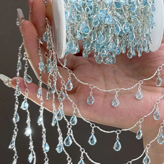 0.5/1/2M/lot Waterdrop-shaped Zircon Handmade Chain