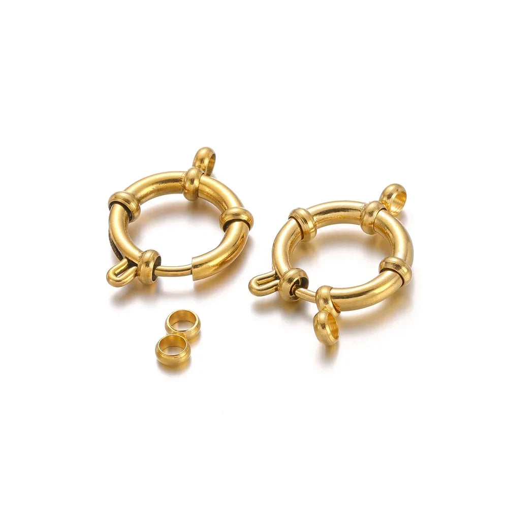 4pcs Stainless-Steel Gold Round Spring-Clasps Hooks