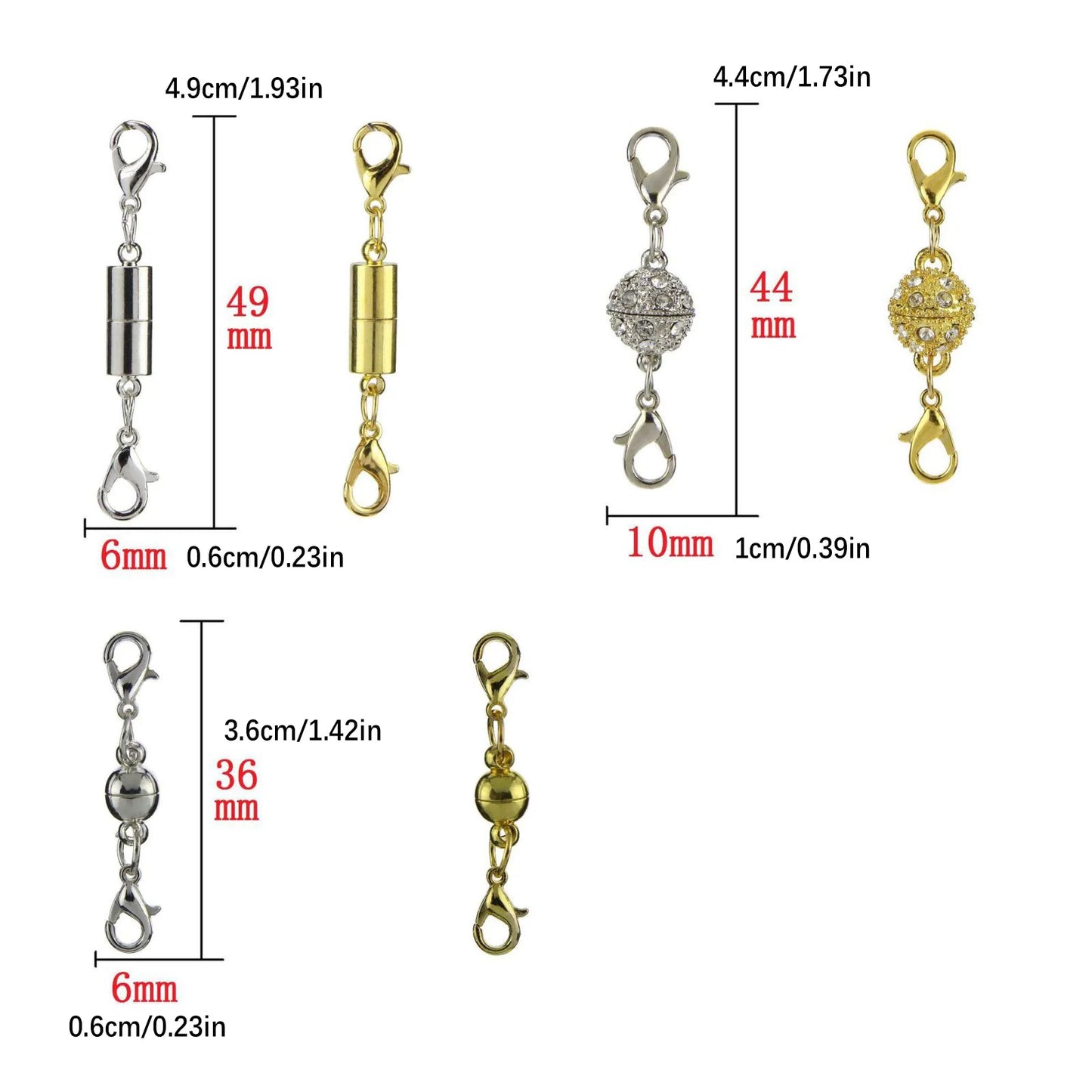 24Pcs/3-Style Magnetic Clasps Necklace/Bracelet Lobster Clasps