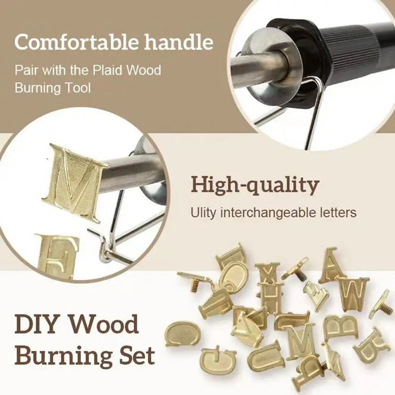 Wood Burning Letter Hot-Stamp Tool Branding Kit