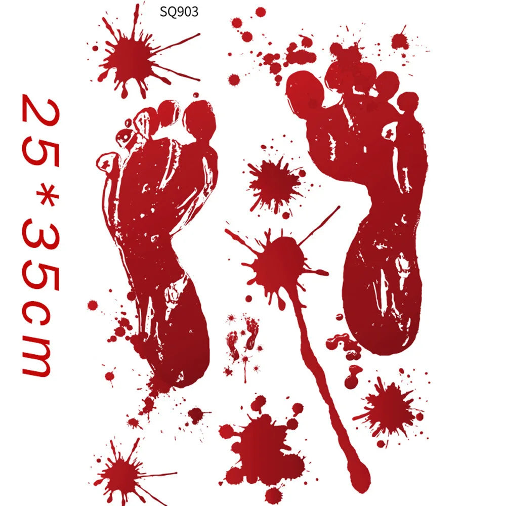 Halloween Stickers Horror Blood Hand Print Door Stickers