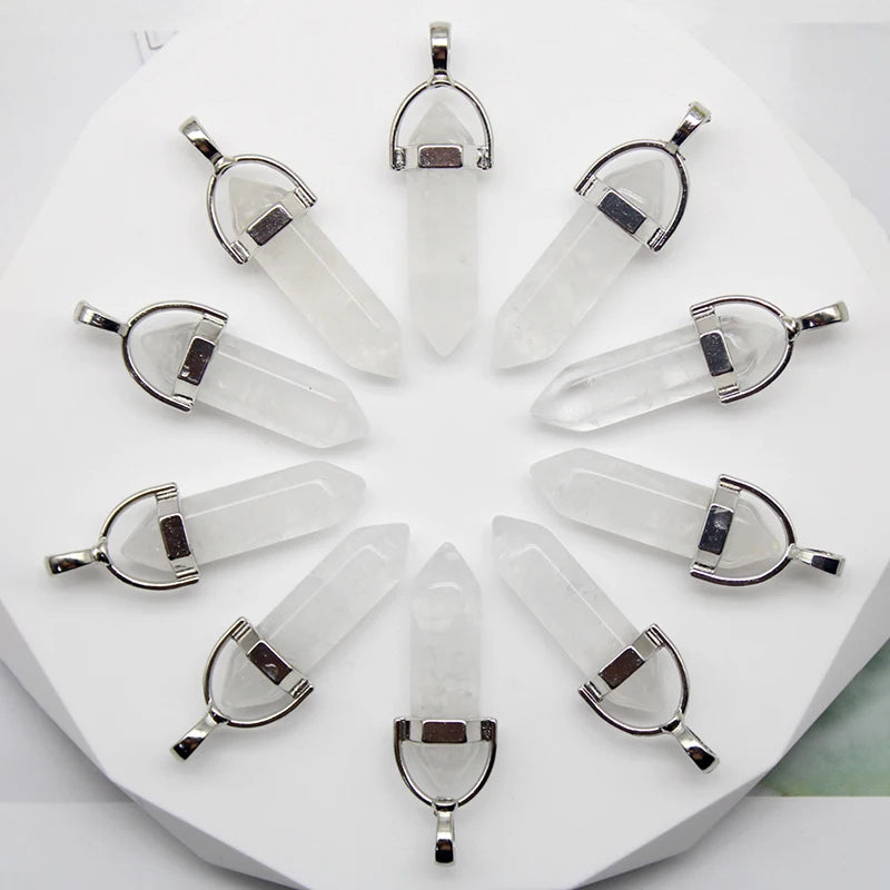 24pcs Natural Stone Agates Quartz Crystal Pendants