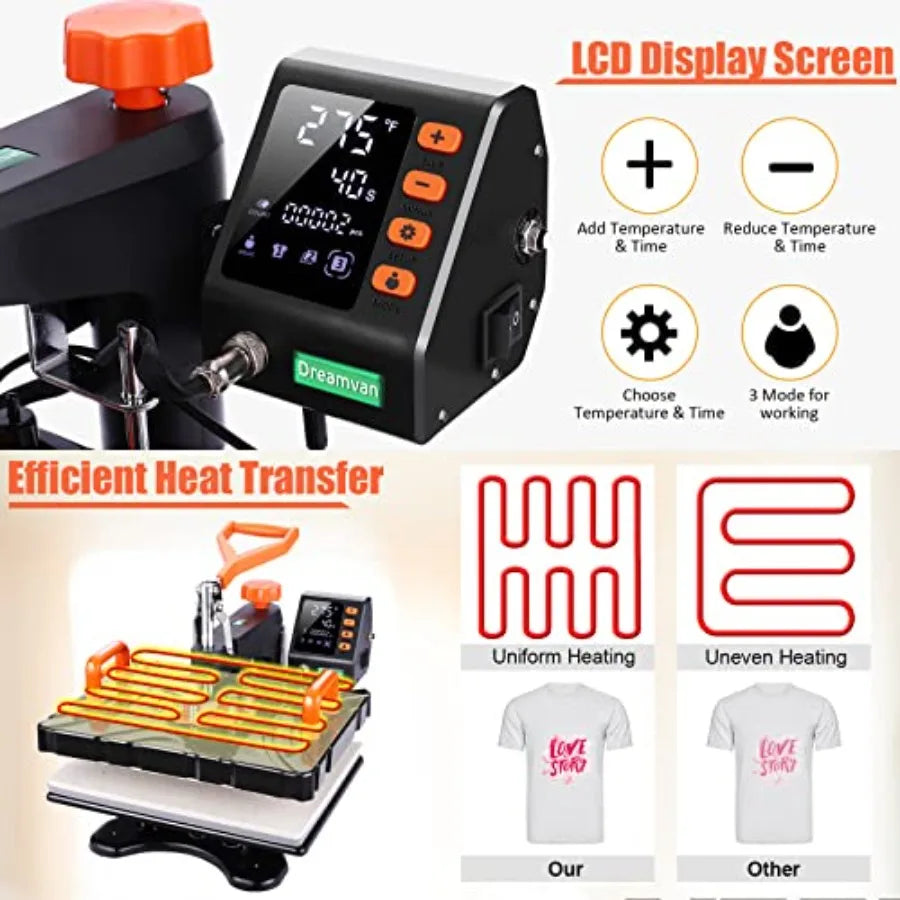 Heat Press Machine Upgraded 8-in-1Machine 12" X 15"