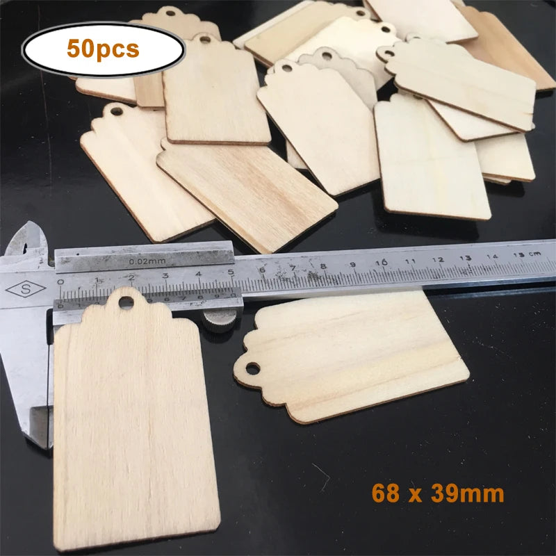 50pcs/lot Unfinished Wood Pieces Rectangle-Shaped