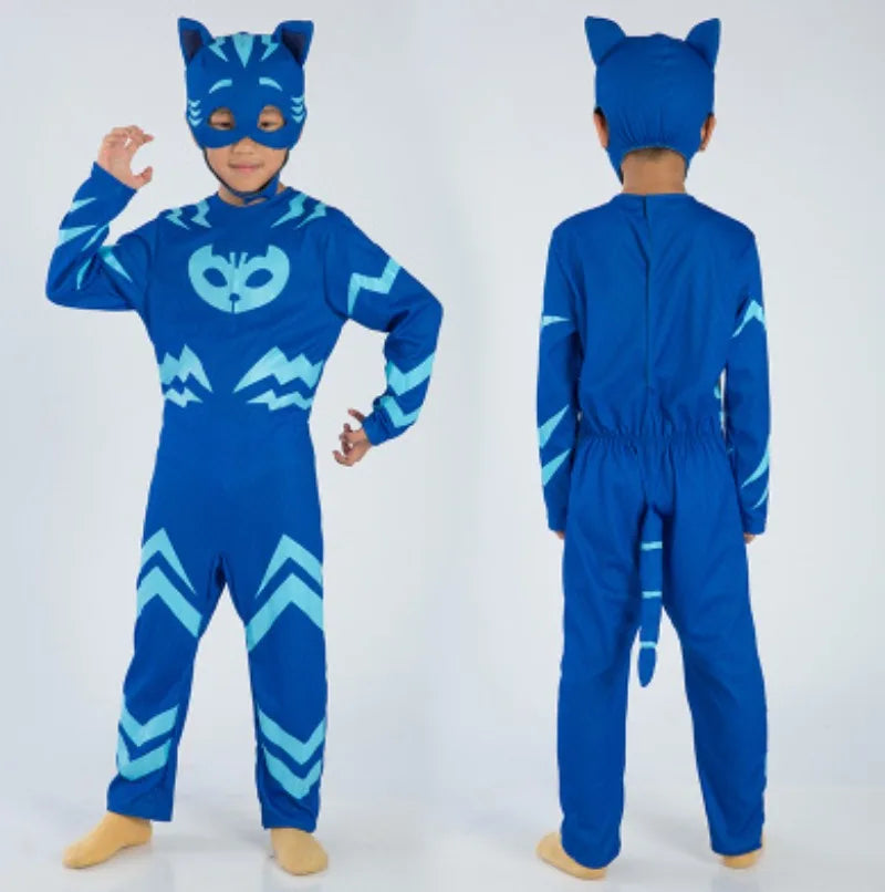 Blue Pajama Boys Girls Anime Hero Costume with Mask