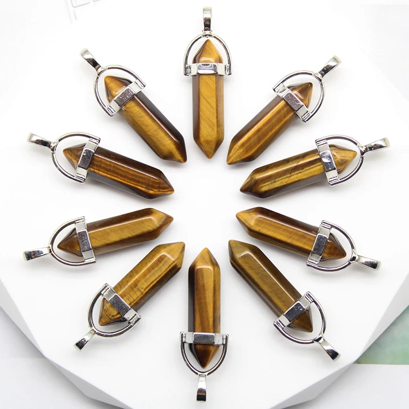 24pcs Natural Stone Agates Quartz Crystal Pendants