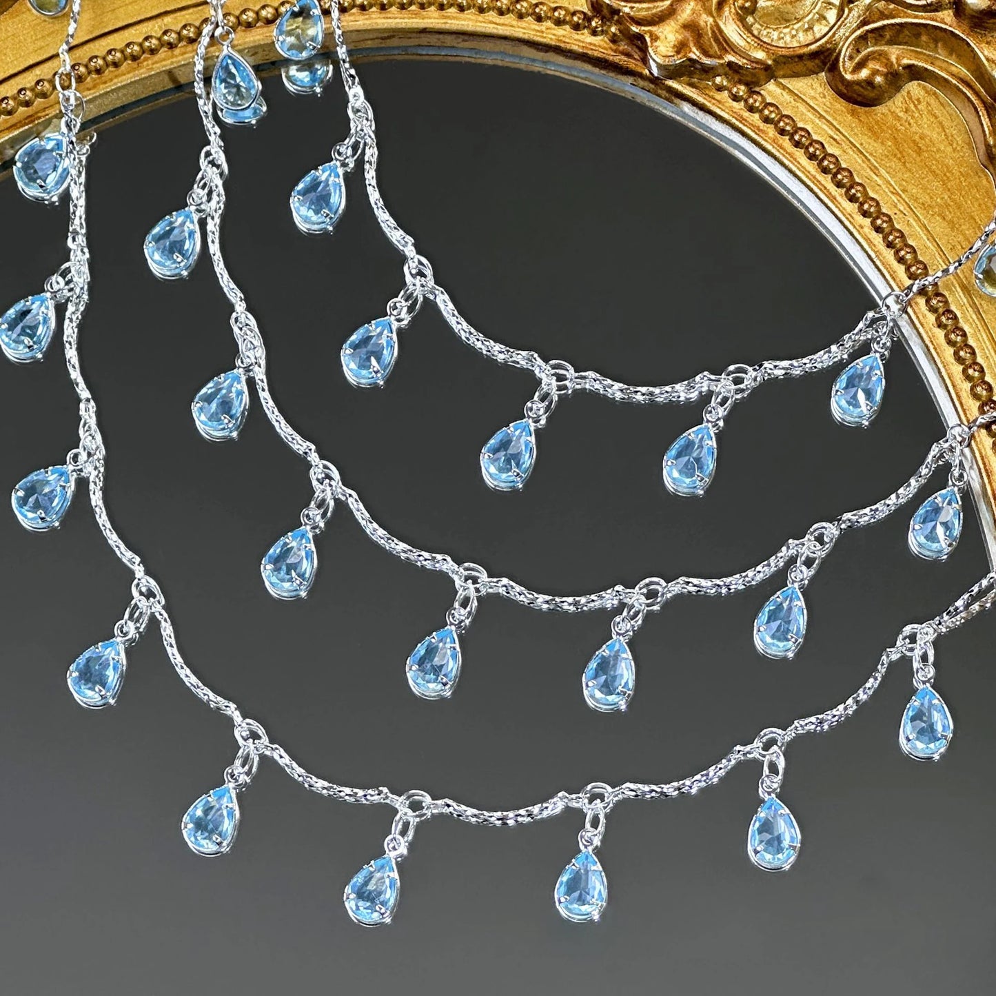 0.5/1/2M/lot Waterdrop-shaped Zircon Handmade Chain