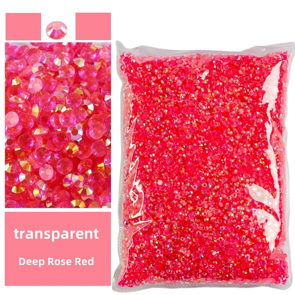 Bulk 2-6mm Jelly AB-Resin Rhinestones Flat Back Crystals
