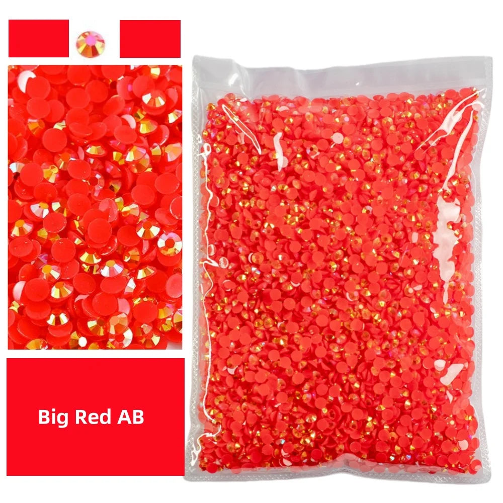 Bulk 2-6mm Jelly AB-Resin Rhinestones Flat Back Crystals
