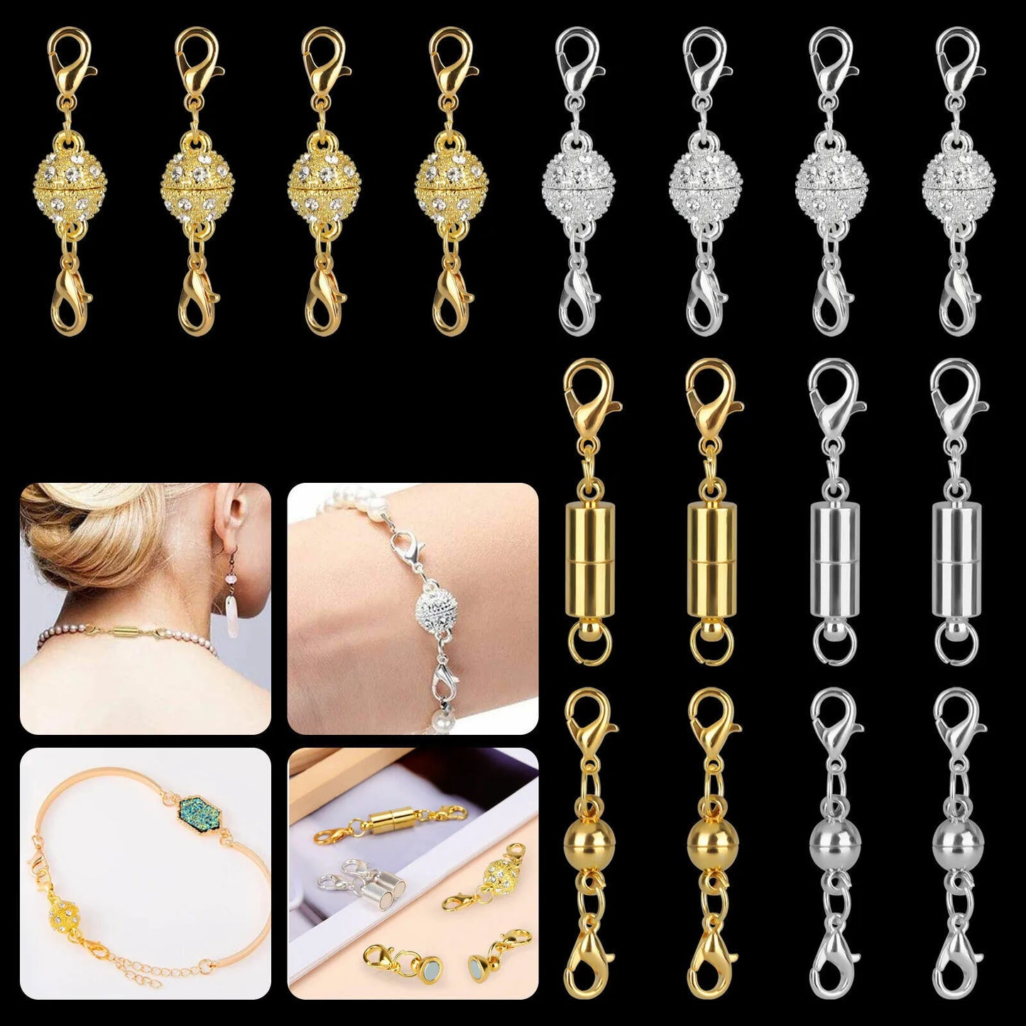 24Pcs/3-Style Magnetic Clasps Necklace/Bracelet Lobster Clasps