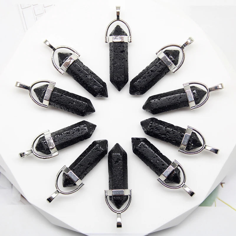 24pcs Natural Stone Agates Quartz Crystal Pendants