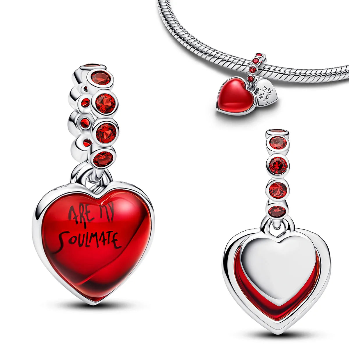 925 Silver Angel Wing Pink Gem Key Charm Pendant