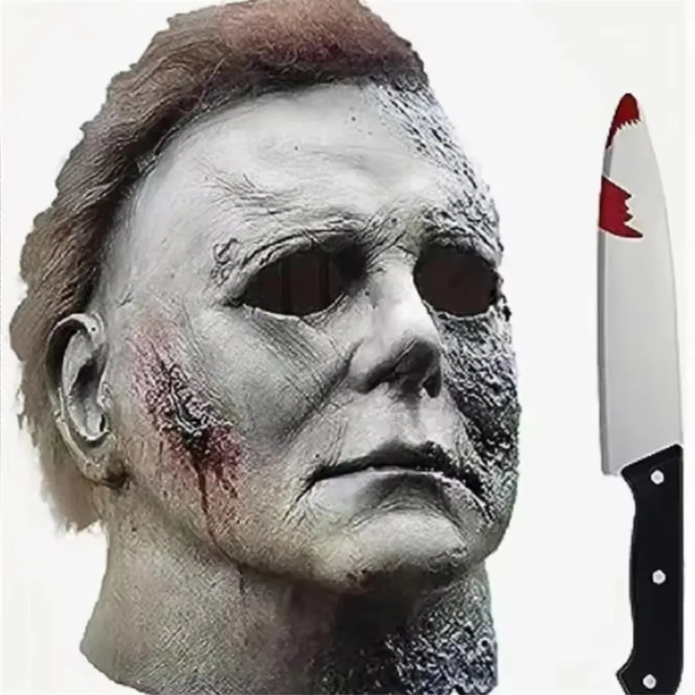 Halloween Michael Myers Mask Scary Killer Full Head Props Knife